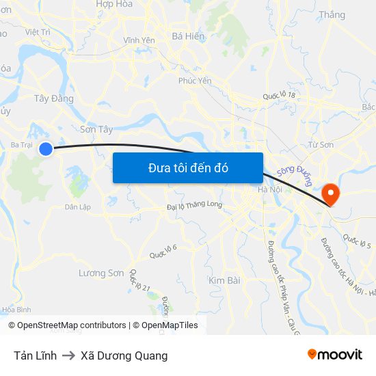 Tản Lĩnh to Xã Dương Quang map