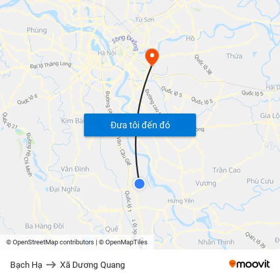 Bạch Hạ to Xã Dương Quang map