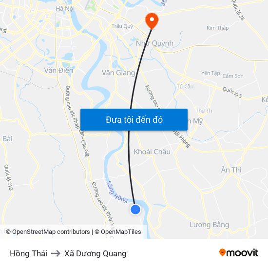 Hồng Thái to Xã Dương Quang map