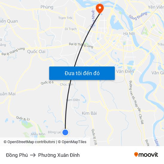 Đồng Phú to Phường Xuân Đỉnh map
