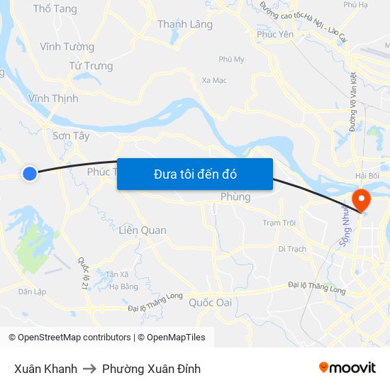 Xuân Khanh to Phường Xuân Đỉnh map