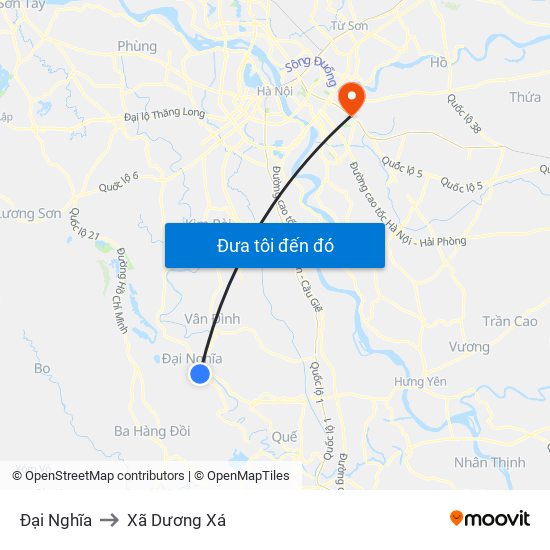 Đại Nghĩa to Xã Dương Xá map