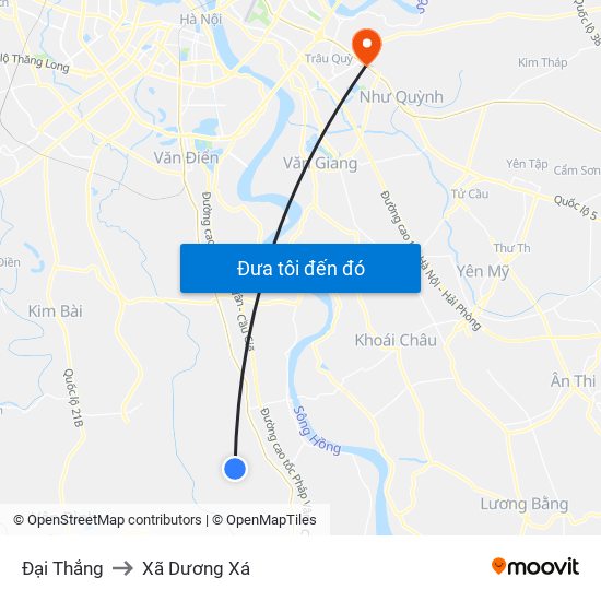 Đại Thắng to Xã Dương Xá map