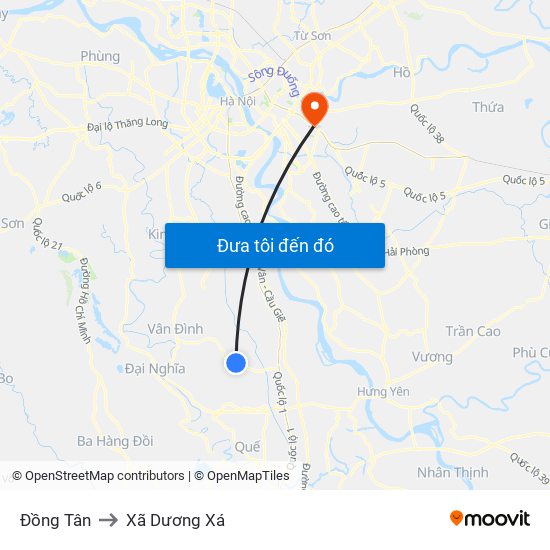 Đồng Tân to Xã Dương Xá map