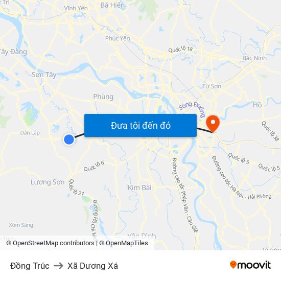 Đồng Trúc to Xã Dương Xá map