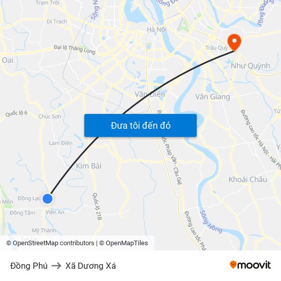 Đồng Phú to Xã Dương Xá map