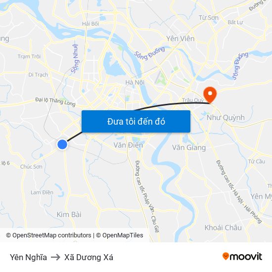 Yên Nghĩa to Xã Dương Xá map