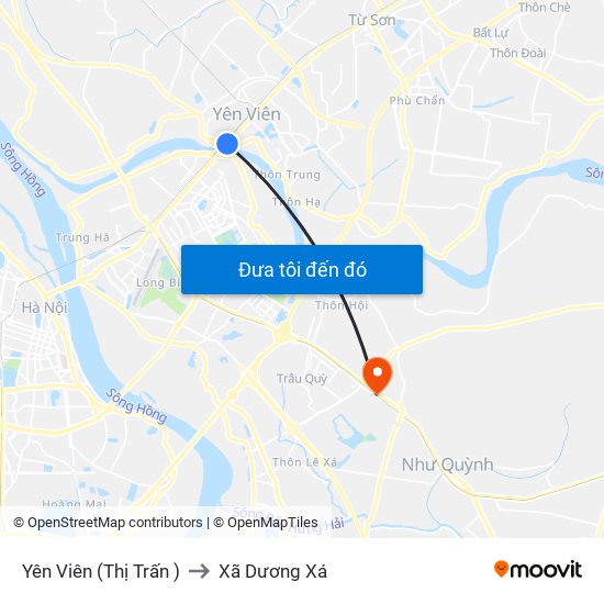 Yên Viên (Thị Trấn ) to Xã Dương Xá map
