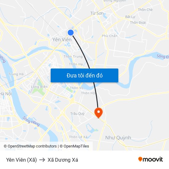 Yên Viên (Xã) to Xã Dương Xá map
