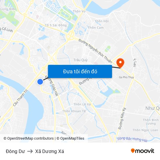 Đông Dư to Xã Dương Xá map