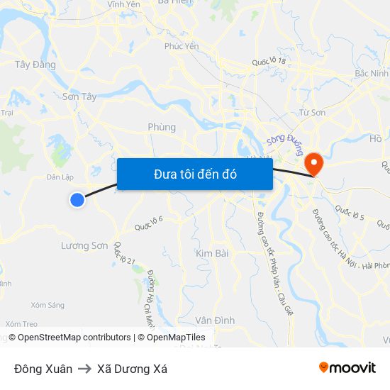 Đông Xuân to Xã Dương Xá map