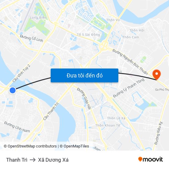Thanh Trì to Xã Dương Xá map