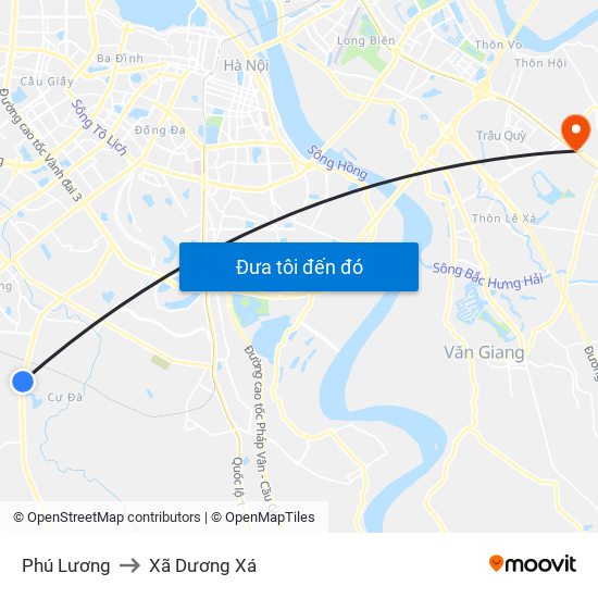 Phú Lương to Xã Dương Xá map