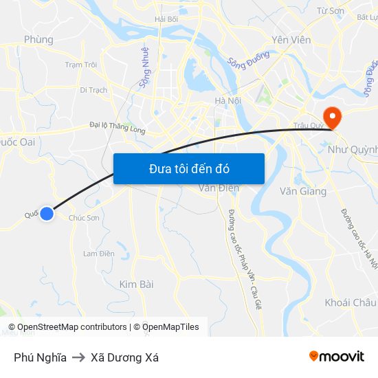 Phú Nghĩa to Xã Dương Xá map