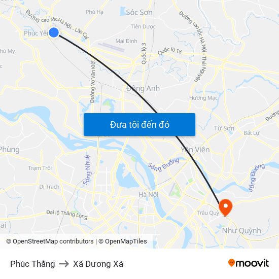 Phúc Thắng to Xã Dương Xá map