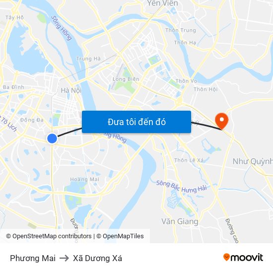 Phương Mai to Xã Dương Xá map