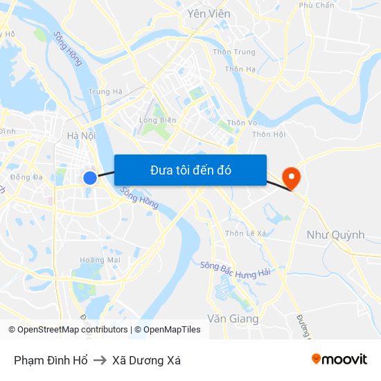 Phạm Đình Hổ to Xã Dương Xá map