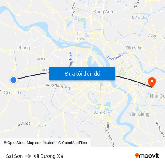 Sài Sơn to Xã Dương Xá map