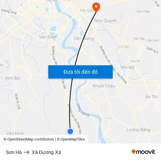 Sơn Hà to Xã Dương Xá map