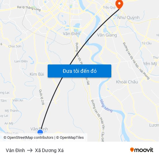 Vân Đình to Xã Dương Xá map