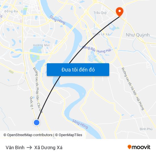 Văn Bình to Xã Dương Xá map