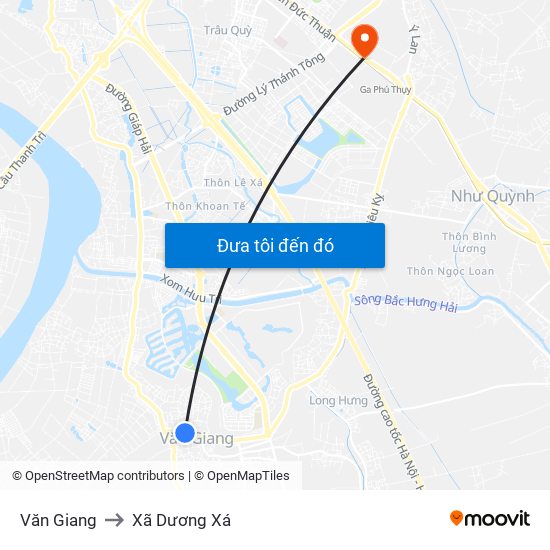 Văn Giang to Xã Dương Xá map