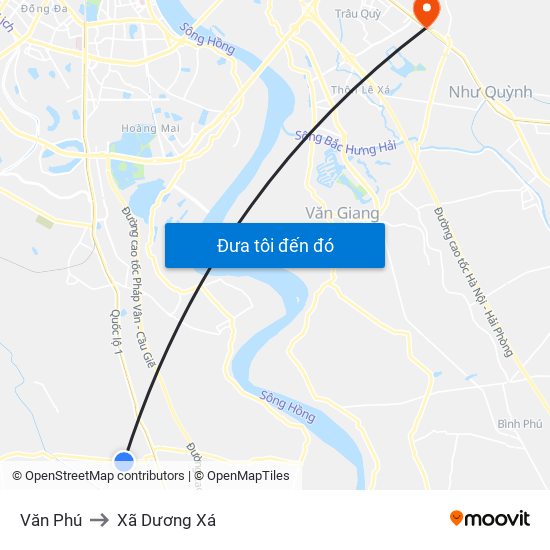 Văn Phú to Xã Dương Xá map