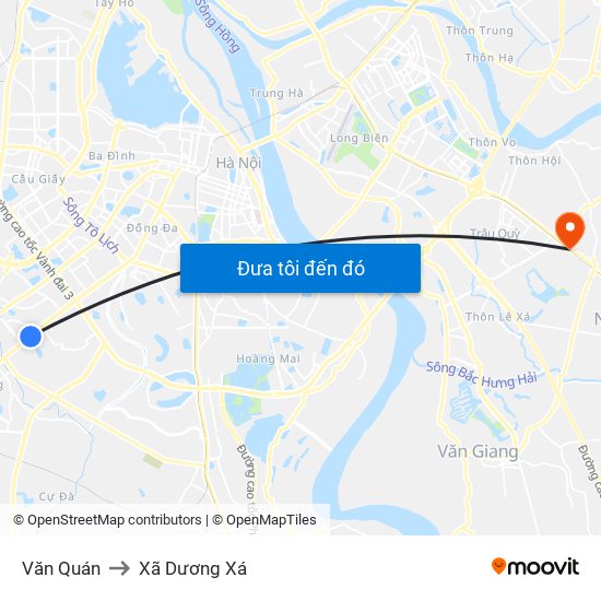 Văn Quán to Xã Dương Xá map