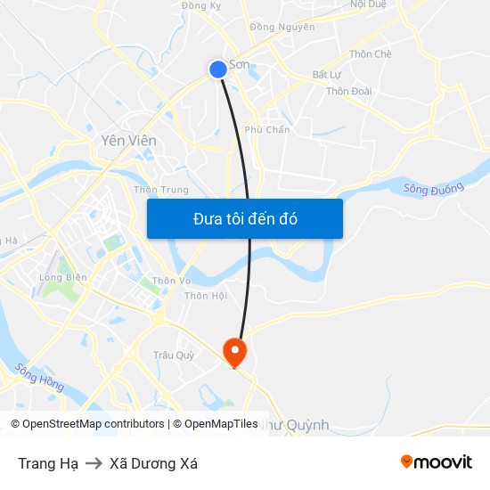 Trang Hạ to Xã Dương Xá map