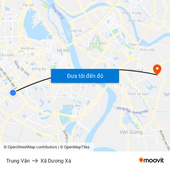 Trung Văn to Xã Dương Xá map