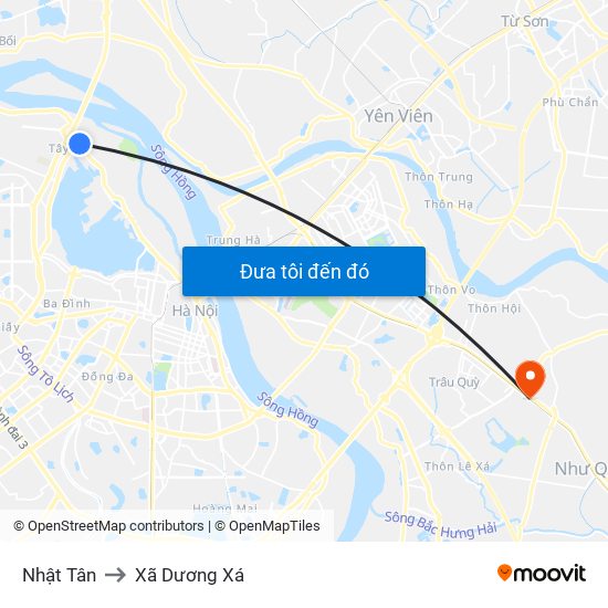 Nhật Tân to Xã Dương Xá map