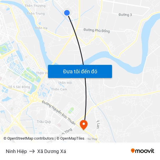 Ninh Hiệp to Xã Dương Xá map