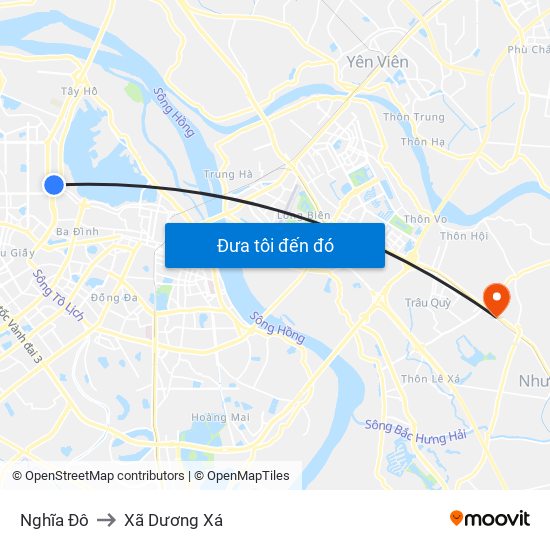 Nghĩa Đô to Xã Dương Xá map