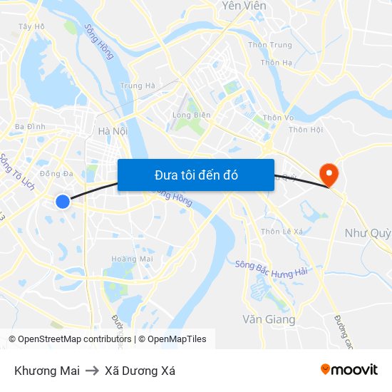 Khương Mai to Xã Dương Xá map