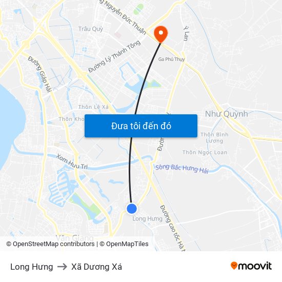 Long Hưng to Xã Dương Xá map