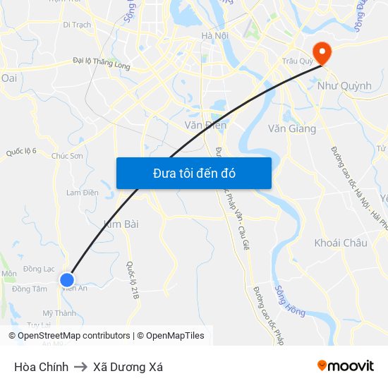 Hòa Chính to Xã Dương Xá map