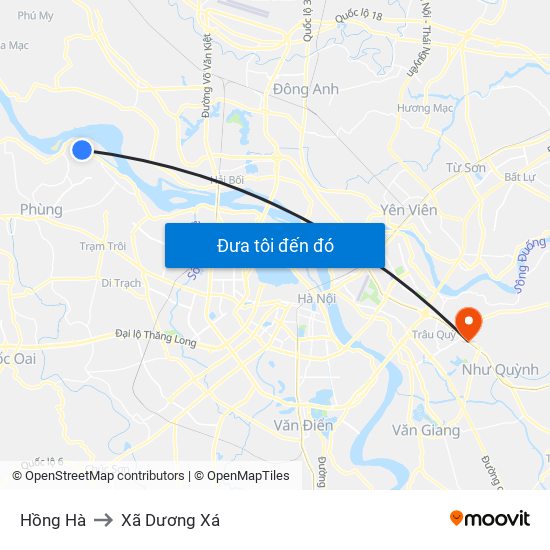 Hồng Hà to Xã Dương Xá map