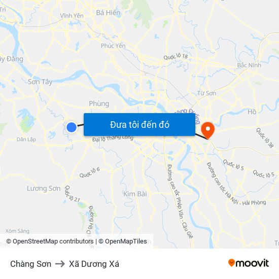 Chàng Sơn to Xã Dương Xá map
