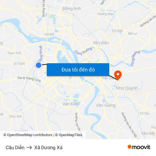 Cầu Diễn to Xã Dương Xá map