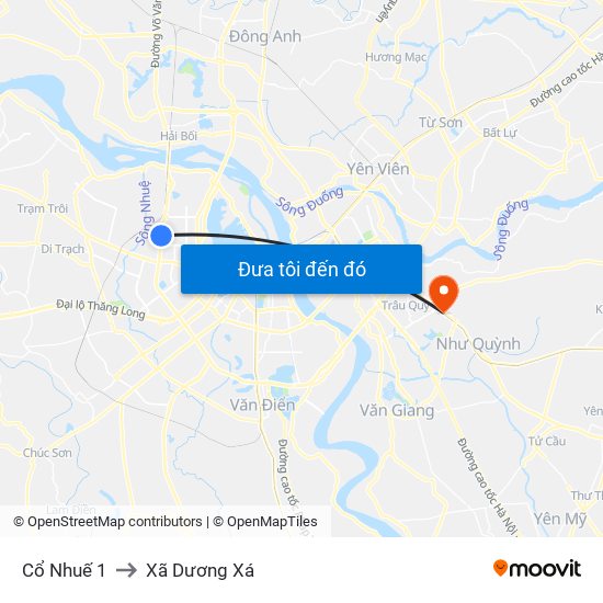 Cổ Nhuế 1 to Xã Dương Xá map