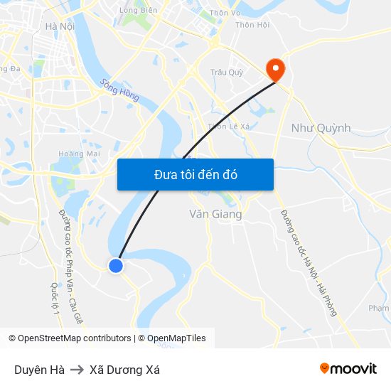 Duyên Hà to Xã Dương Xá map