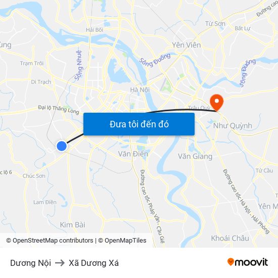 Dương Nội to Xã Dương Xá map