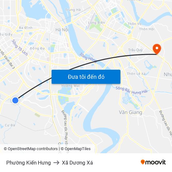 Phường Kiến Hưng to Xã Dương Xá map