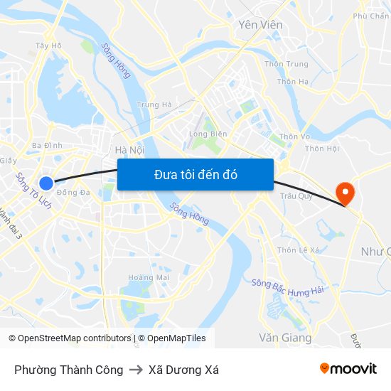 Phường Thành Công to Xã Dương Xá map