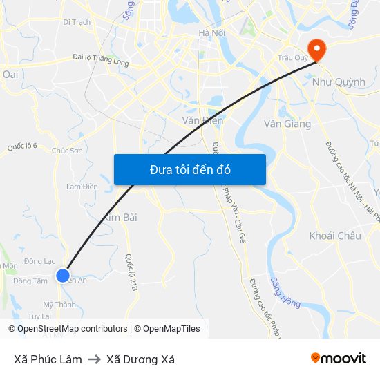 Xã Phúc Lâm to Xã Dương Xá map