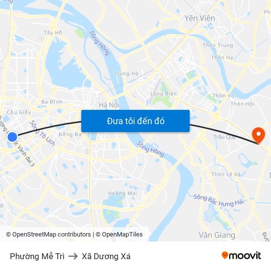 Phường Mễ Trì to Xã Dương Xá map