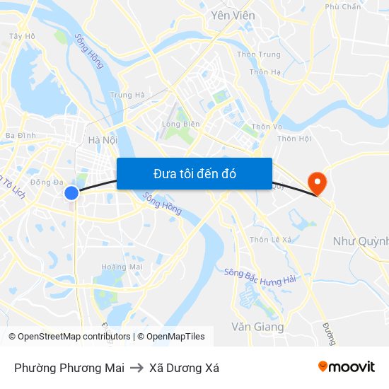 Phường Phương Mai to Xã Dương Xá map