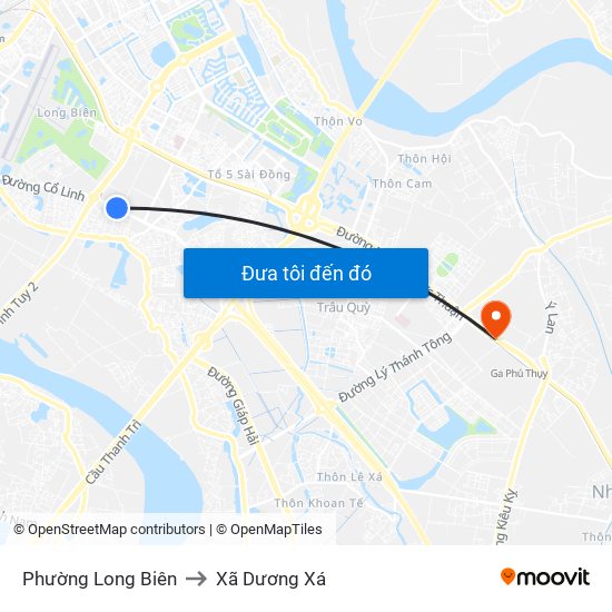 Phường Long Biên to Xã Dương Xá map