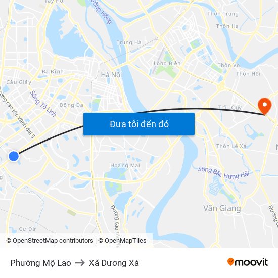 Phường Mộ Lao to Xã Dương Xá map