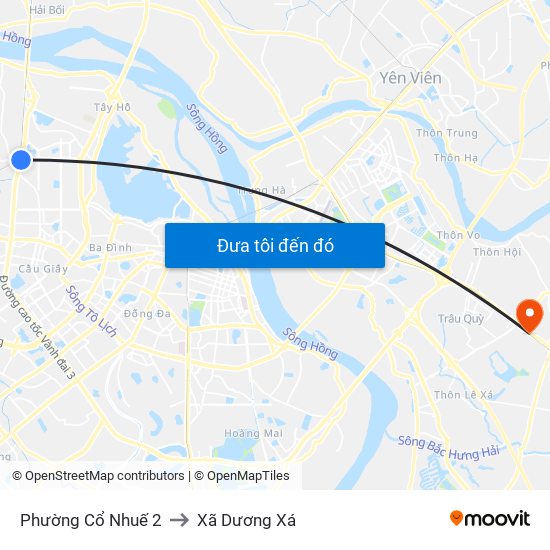 Phường Cổ Nhuế 2 to Xã Dương Xá map